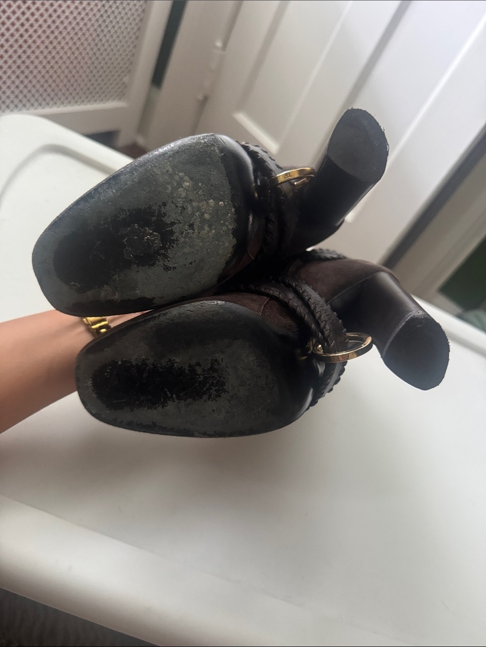 Tom Ford Brown Suede Wrap-Strap High Heel Ankle Boots - Picture 3 of 4